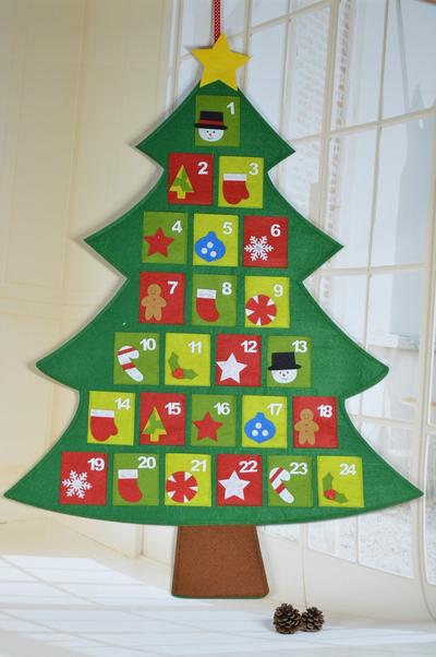 Felt Christmas tree snowman 1-24 advent calendar pendants, small bags for children's candy toys