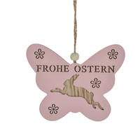 Rustic style wooden butterfly/flower shape  frohe ostern greeting wall hanging easter ornament
