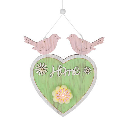easter ornament wooden double birds standing on heart shape hanging home indoor decoration
