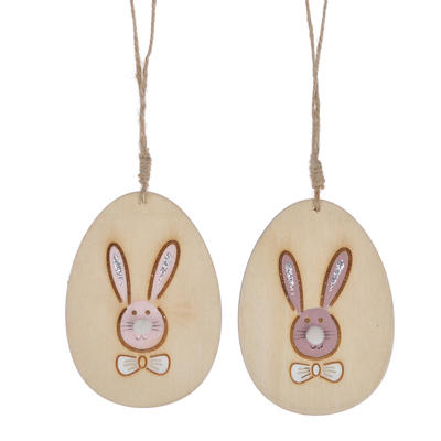 easter wooden egg shape laser cut rabbit pattern wall hanger pendant decoration