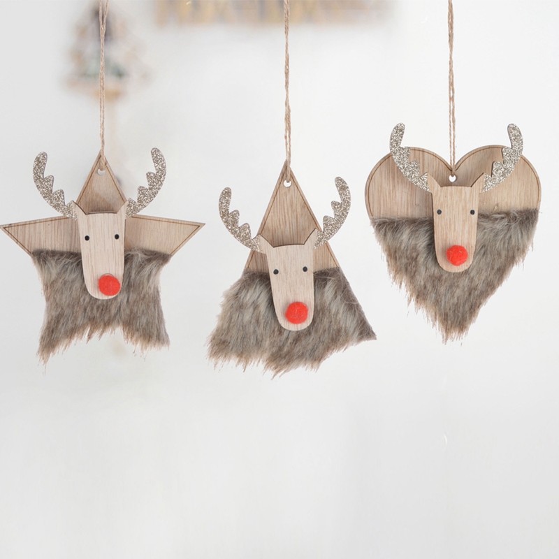 New design wooden christmas tree hanging with reindeer