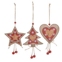 Wooden christmas star heart tree hanging
