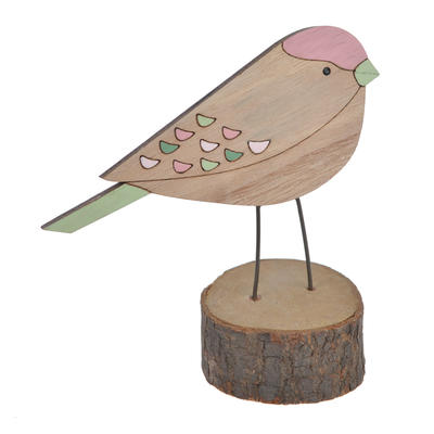 Assorted Wooden natural color Easter spring bird on stump table decoration