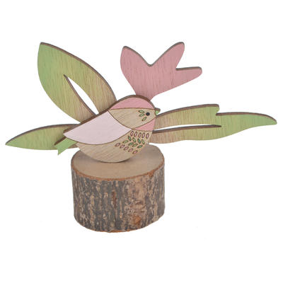 Log Easter spring bird and flower tabletop decoration