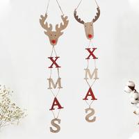 Wooden christmas reindeer garland hanging