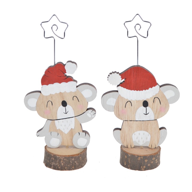 Wooden christmas bear design Place card photo holders table decoration