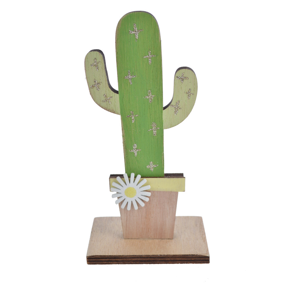 Wooden standing cactus tabletop decoration home craft