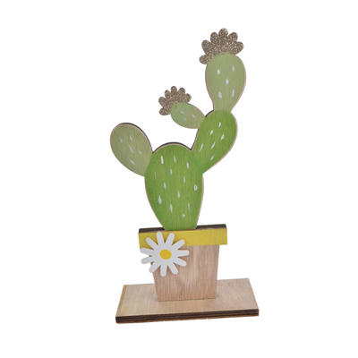 Desktop wooden craft cactus pot shape Party Accessory Cactus Tree Prop for Party Decoration