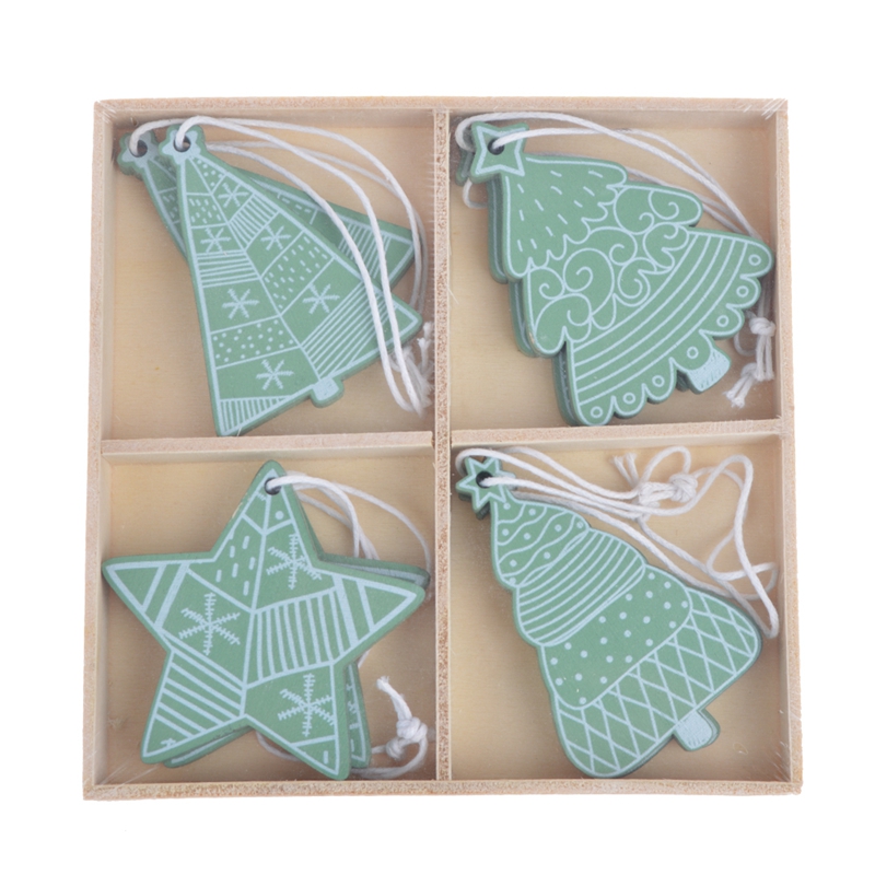 Set of 8pcs wooden christmas tree with hanger Decoration