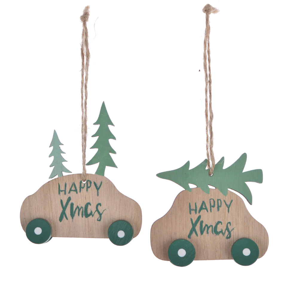 Vintage Wooden car Xmas hanging, Christmas tree decorations