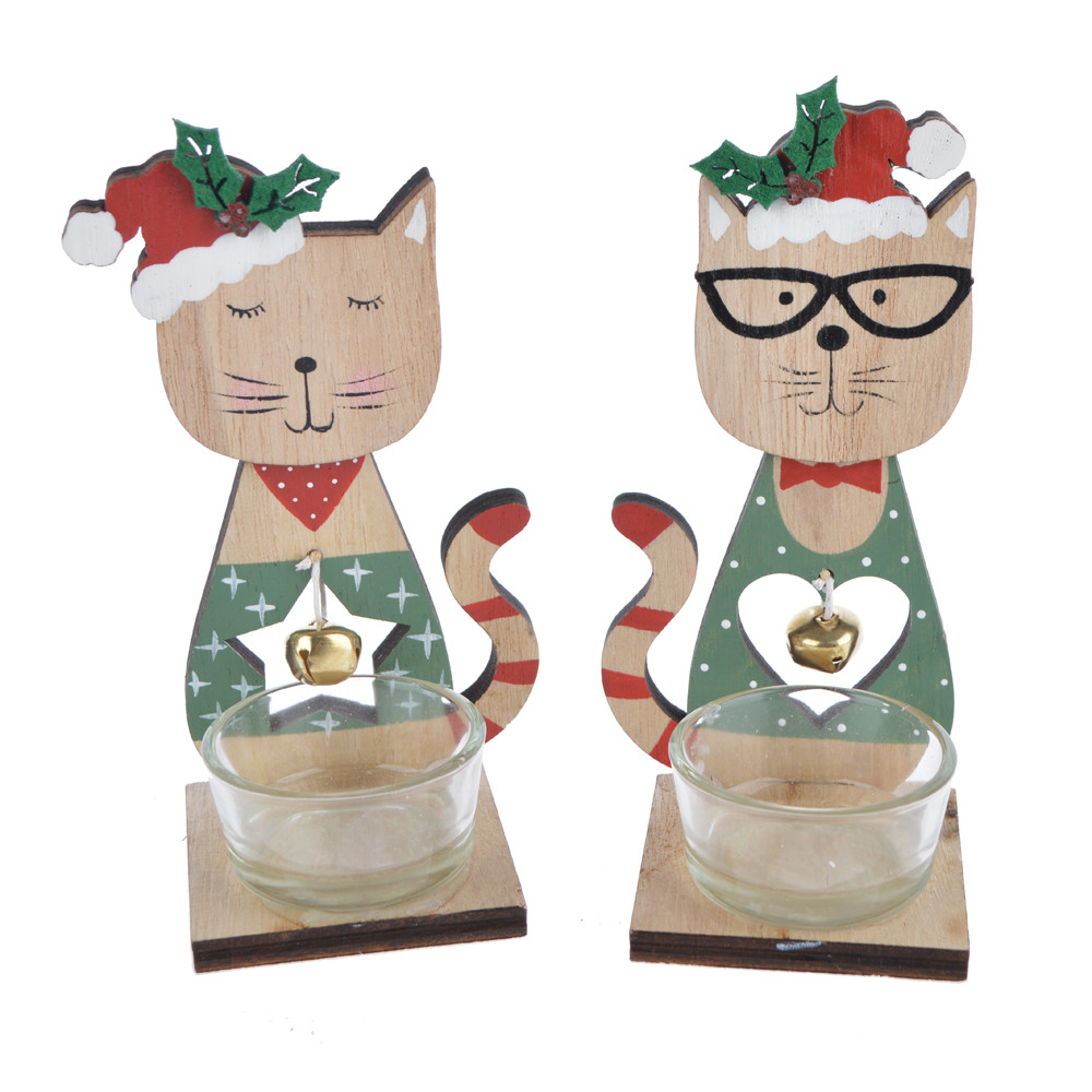 2020 New trend winter Christmas cat tea holder ornaments