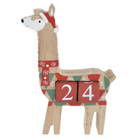Wooden winter alpaca advent calendar digital Christmas decorations