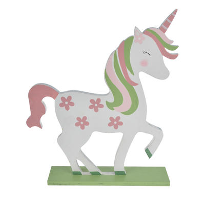 Wooden Easter spring colorful unicorn table decorations