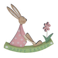 Wooden Easter spring rabbit bunny tabletop decoration