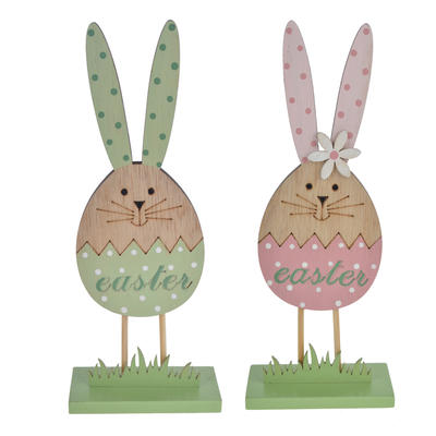 Wooden Easter spring egg bunny tabletop decoration