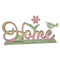 Wood spring pink and green color bird letter home Easter decoration