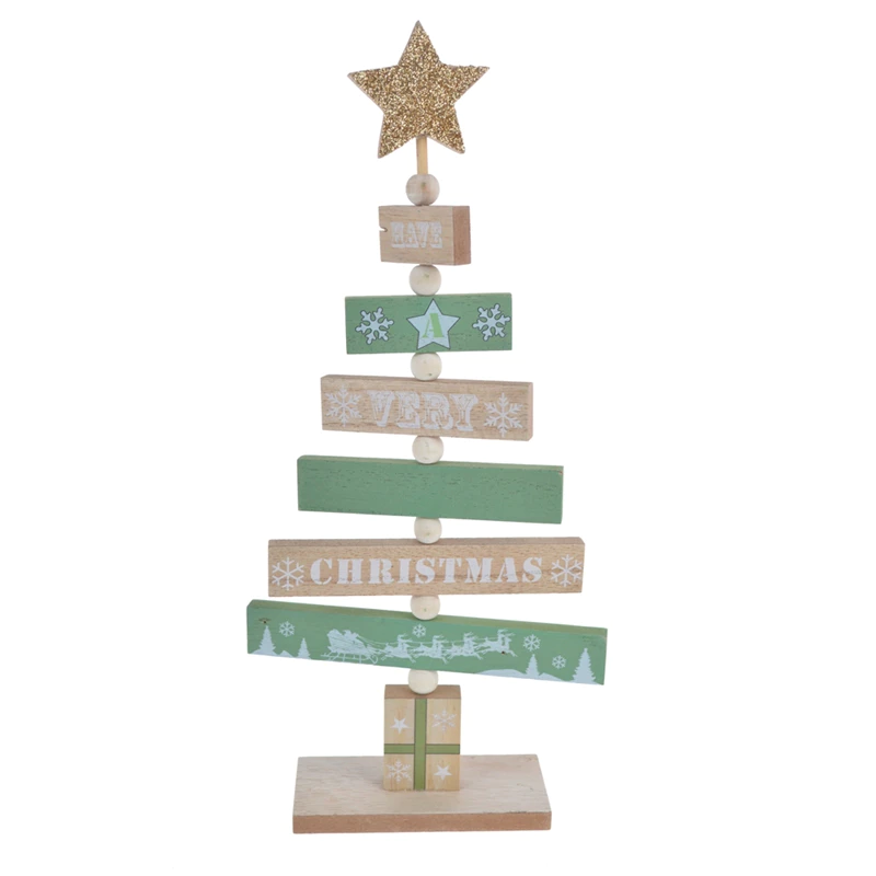 Words printing wooden christmas tree decoration
