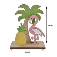 Summer gift wooden painted laster cutout plam /crane/pineapple pattern tabletop decoration