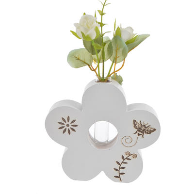 desktop decoration Wooden heart /butterfly/ flower shape standing Vase sitter spring gift