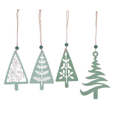 Laser cut gilitter wooden christmas tree pendent