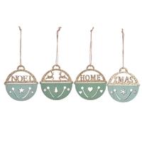 Laser cut wooden christmas tree pendent with bell design