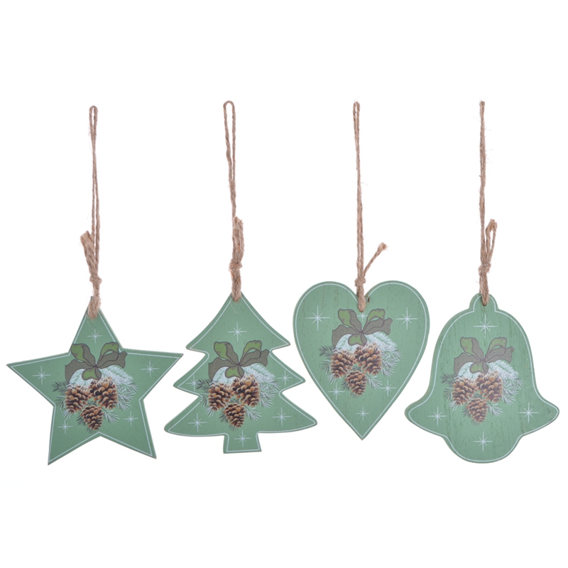 Color printing wooden christmas tree hanging ornaments