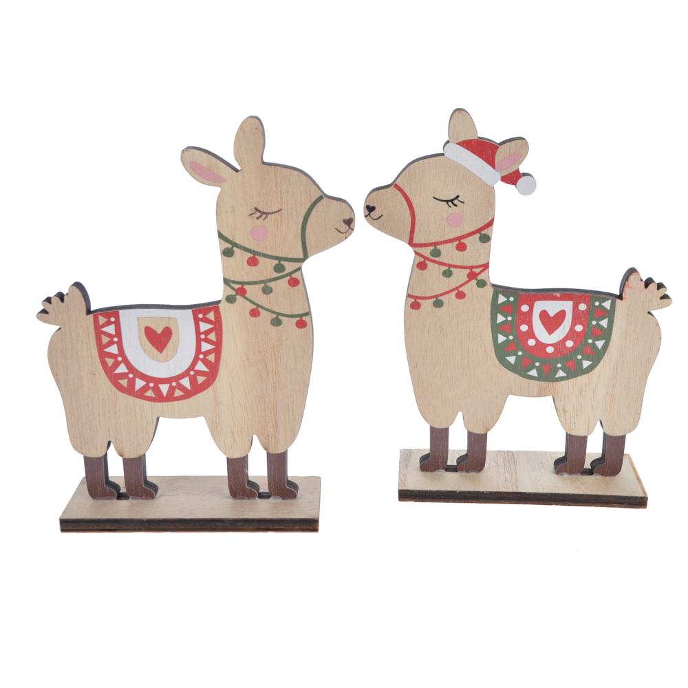 Wooden winter sheep wear scarf Christmas table decoration