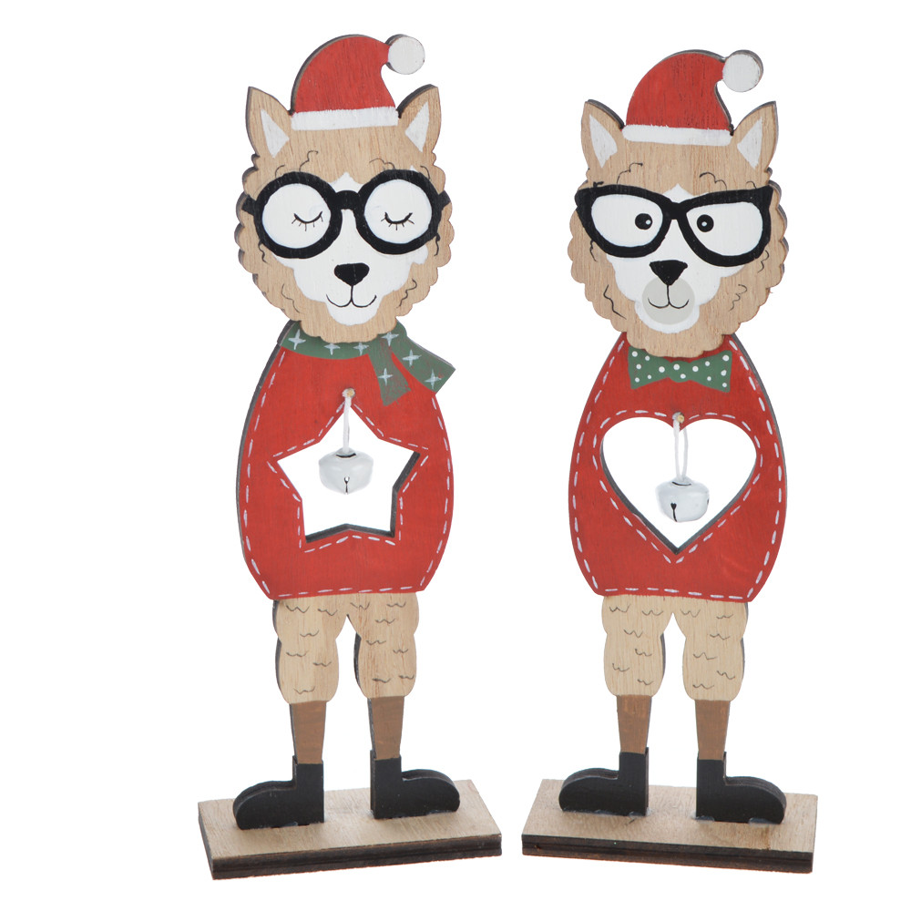 Winter christmas wooden kitties with glasses