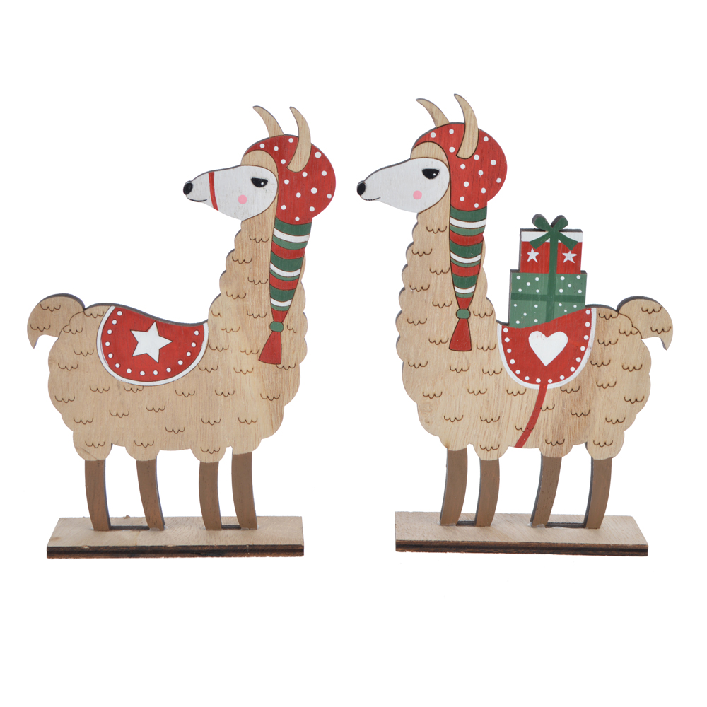 winter Christmas sheep with Christmas presents tabletop decoration