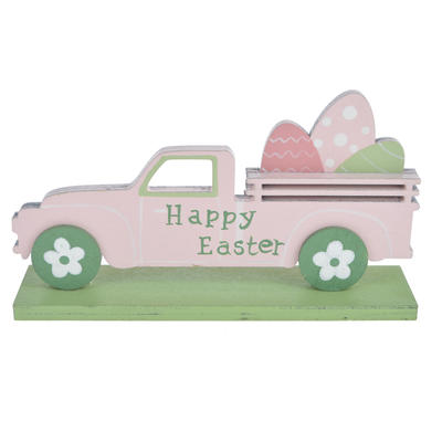 Wooden lorry truck car shape Easter ornament toy