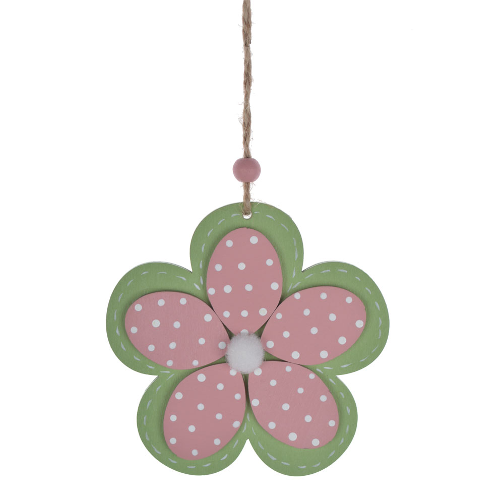 Wooden heart flower butterfly hanging ornament Easter spring art craft decoration