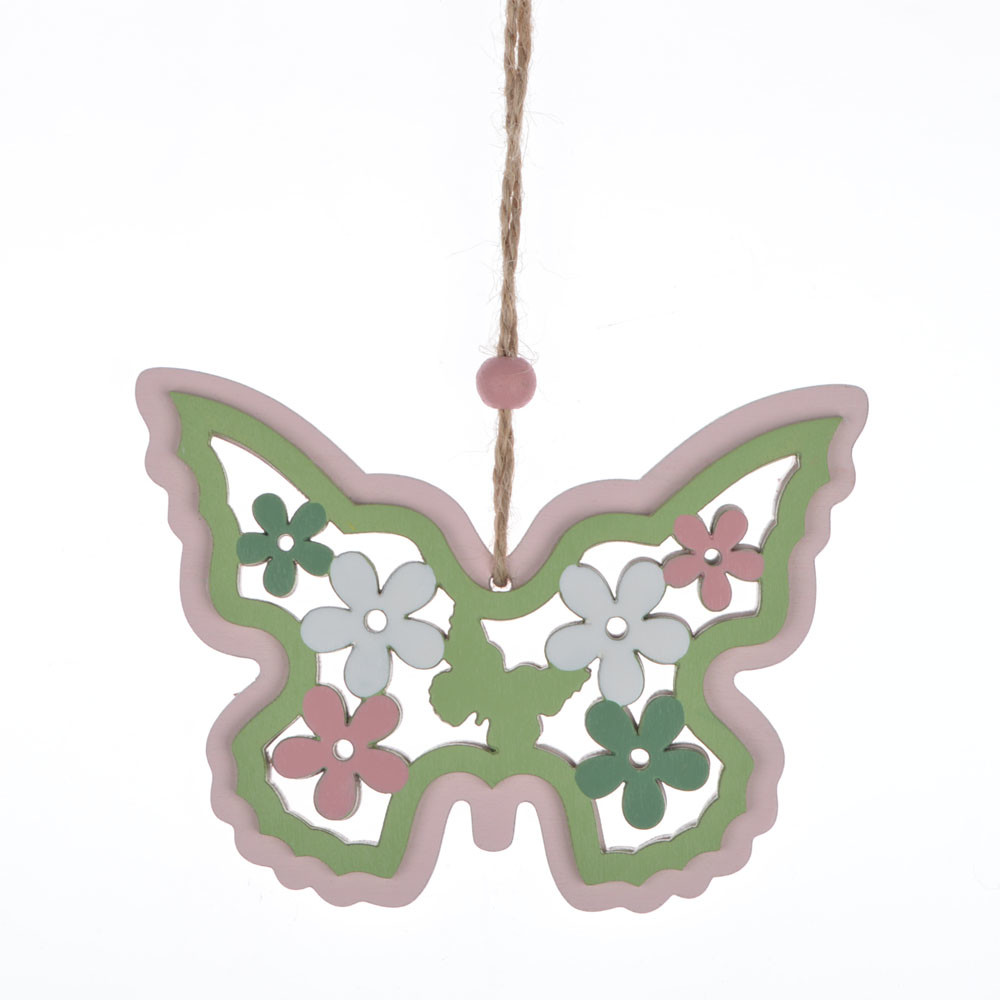 Easter wall hanging ornament wooden butterfly flower egg decoration
