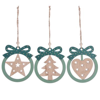 Promotional wooden christmas gift box pendent ornaments