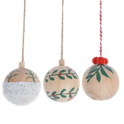 3D Wooden christmas round ball hanging with printing