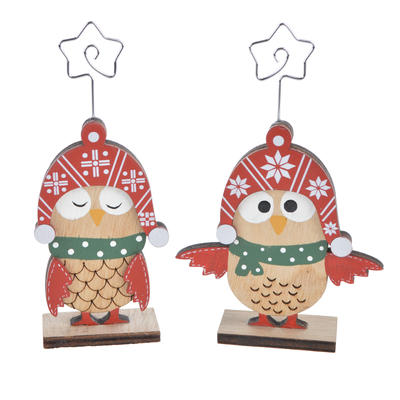 Christmas tabletop decoration red owl note holder ornaments