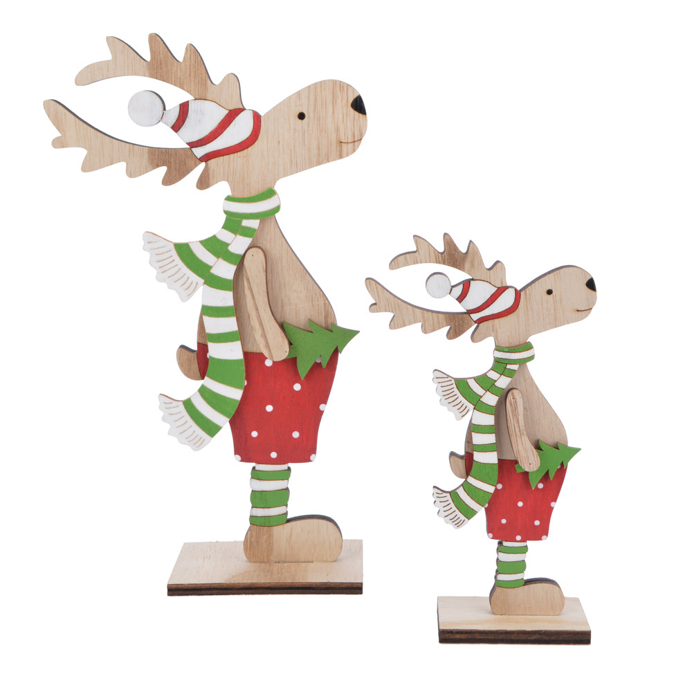 Christmas decoration wooden deer lovely elk with scarf
