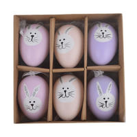 Easter Egg Ornaments Pastel Eggs with Panited Bunnies