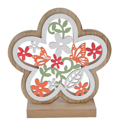vintage colourful wooden flower shape desktop decoration