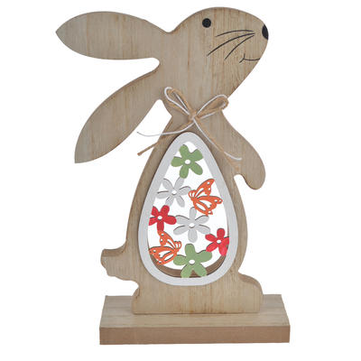 Easter wooden rabbit shape natural wood desktop decoration