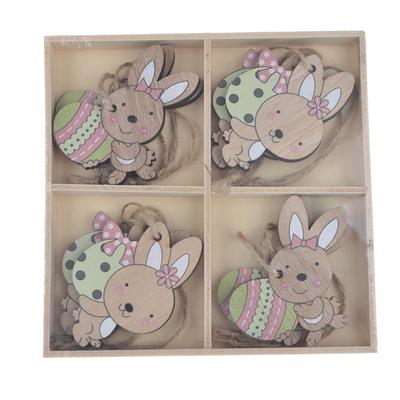 wooden lovely rabbit hanging with eggs