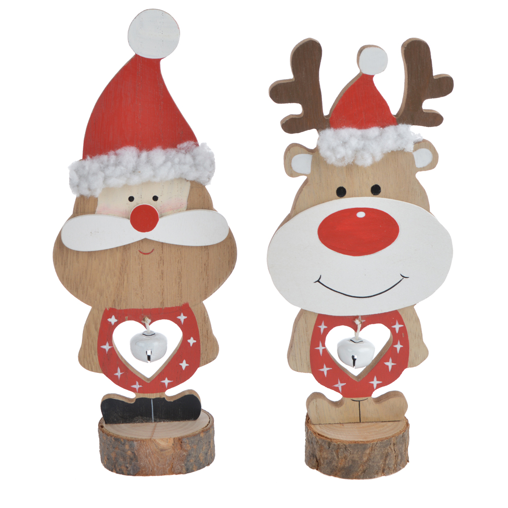 Wooden winter Santa Claus, elk desktop decoration