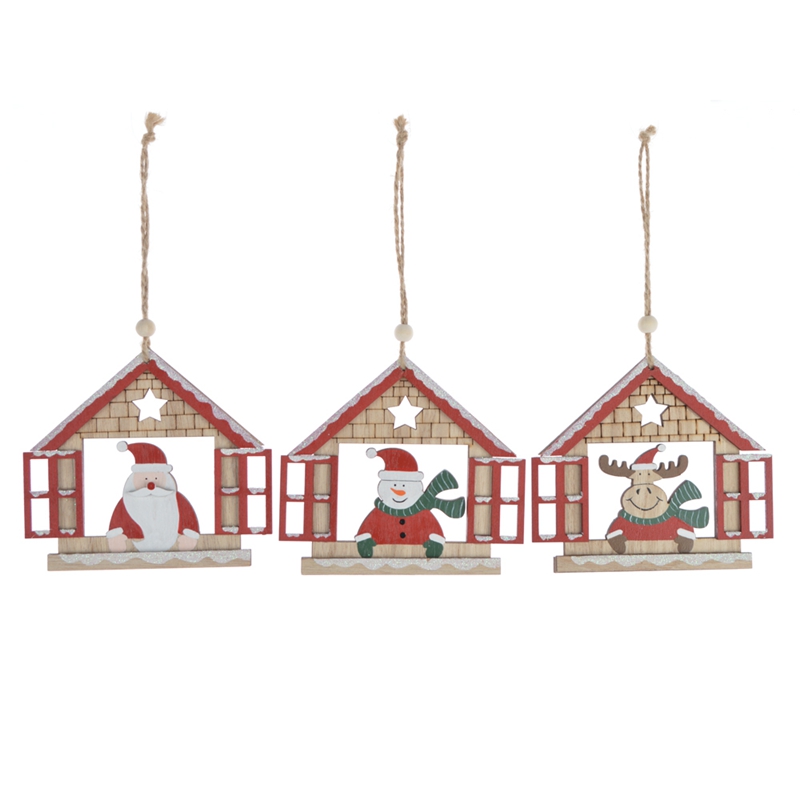 2020 promotion wooden house christmas tree hanging