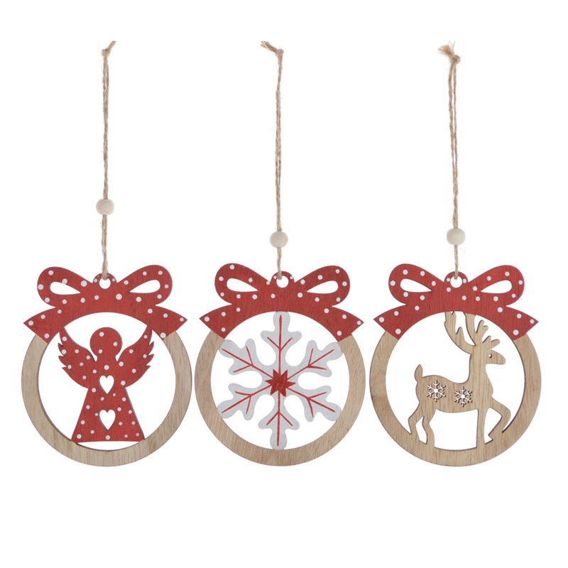 Hot sales wooden christmas giftbox hanging ornaments