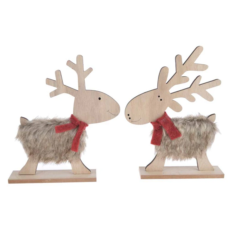 winter tabletop Fuzzy Fur Reindeer christmas Decorations