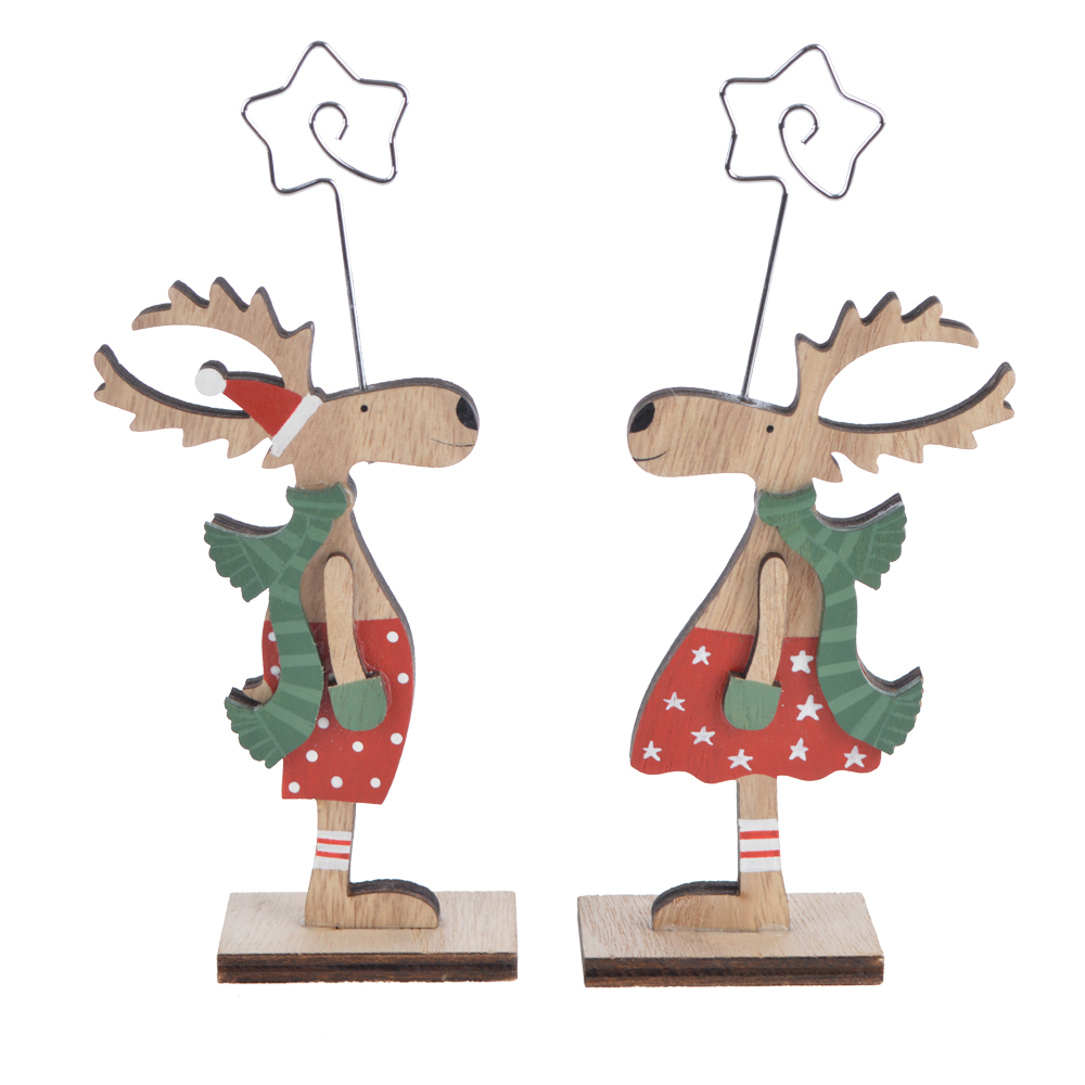 Christmas wooden deer ornament reindeer sculpture craft decoration