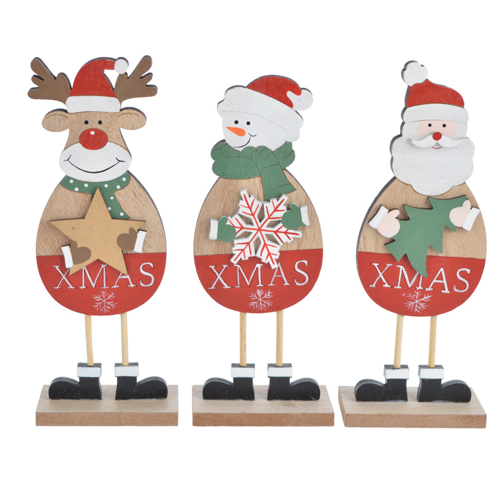 wooden winter Christmas deer stand statues decoration