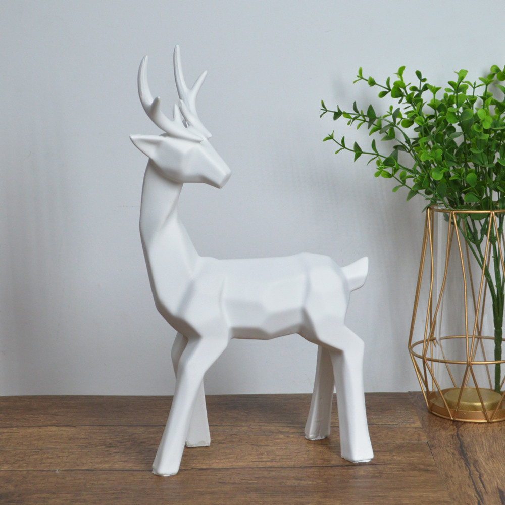 Resin craft white station deer desktop ornament animal home decoration