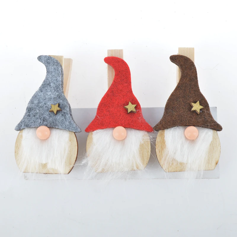 Wooden Santa gift decorative binder clips clothes pegs