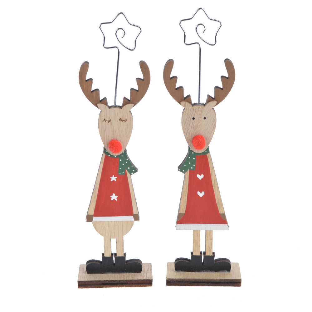 Wood Deer shape Card Holders For Weddings, Christmas,Banquets, Parties