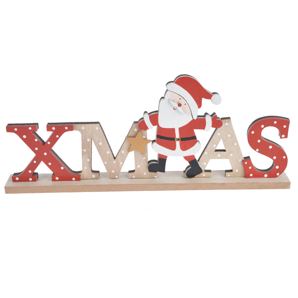 Christmas Wooden Tabletop Decoration Xmas Sign Figurine Holiday Party Table Centerpiece Gifts